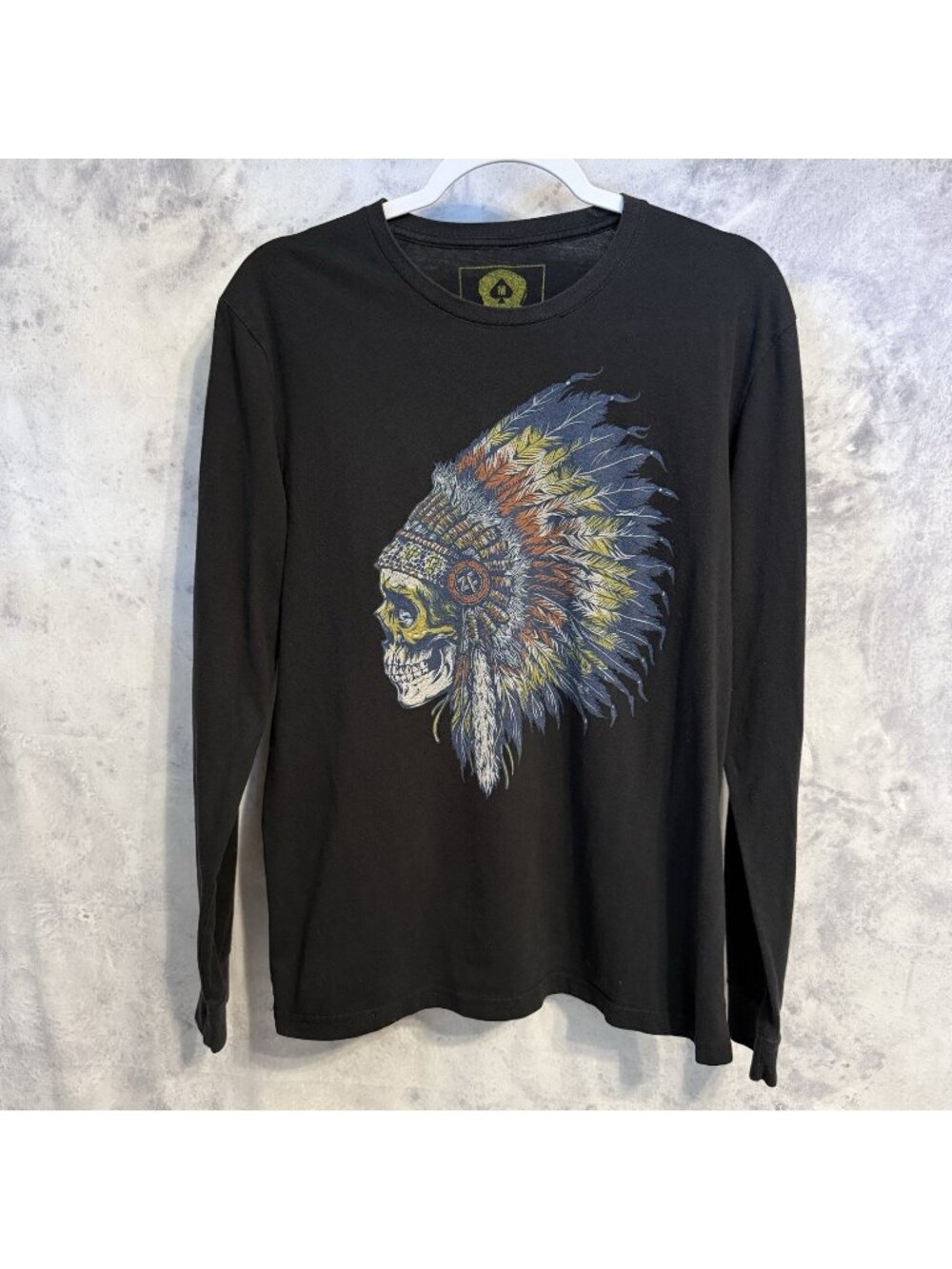 Zero Foxtrot T Shirt Mens Medium M Black Long Sleeve Military Native Headdress